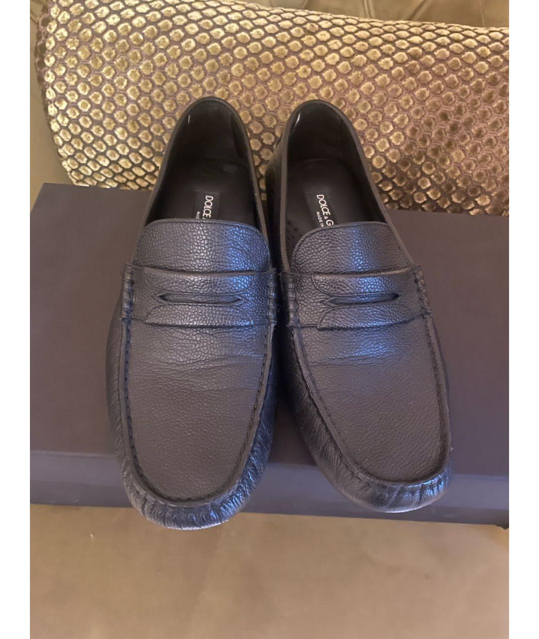 DOLCE&GABBANA Черные кожаные мокасины, фото 2