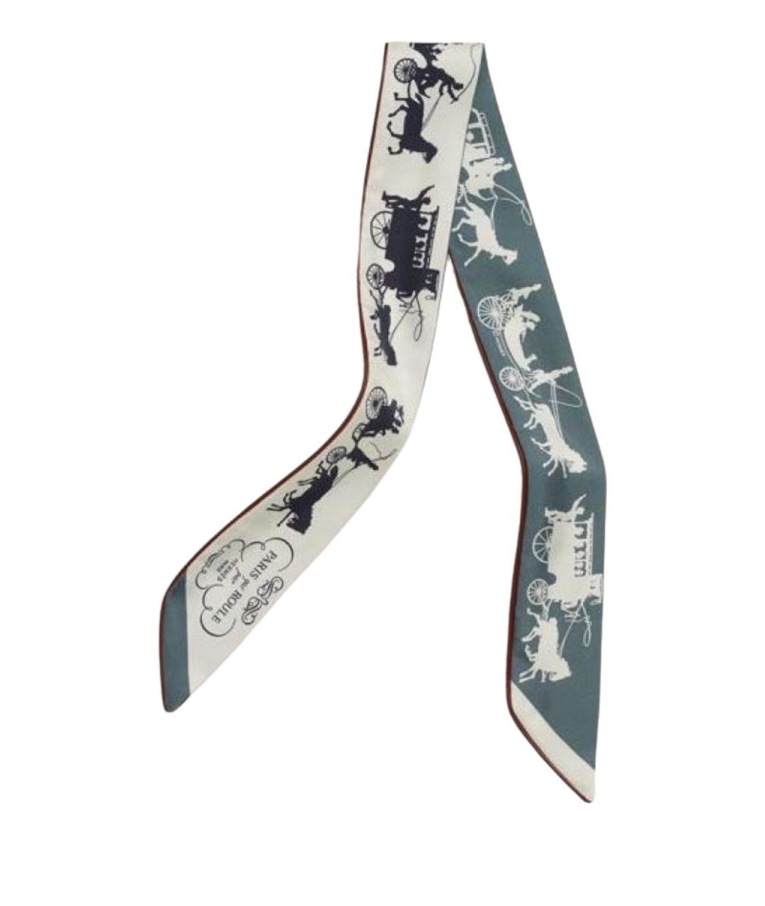 HERMES Серый шелковый шарф, фото 1