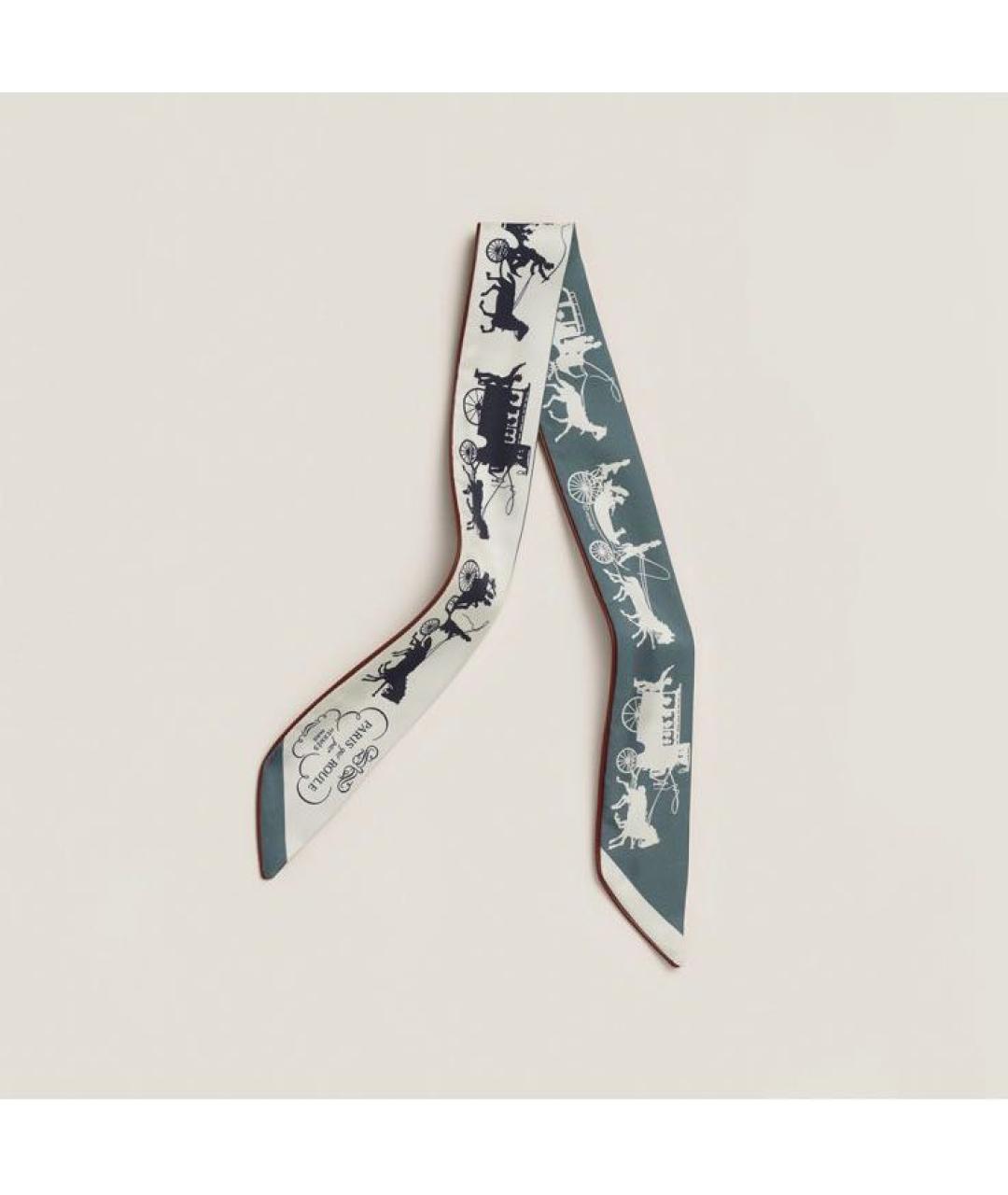 HERMES Серый шелковый шарф, фото 4