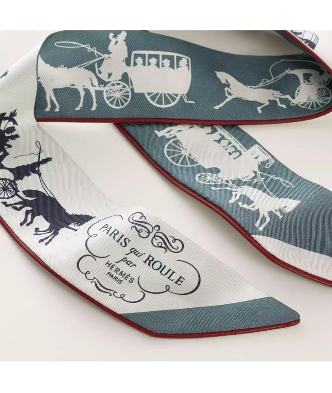 HERMES Серый шелковый шарф, фото 3