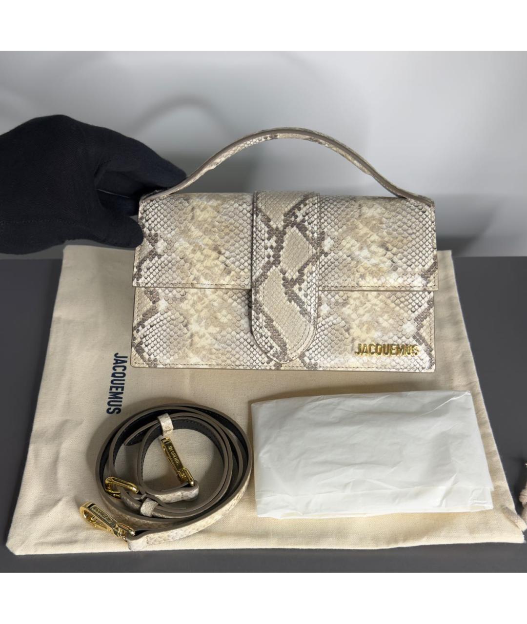 JACQUEMUS Бежевая кожаная сумка через плечо, фото 5