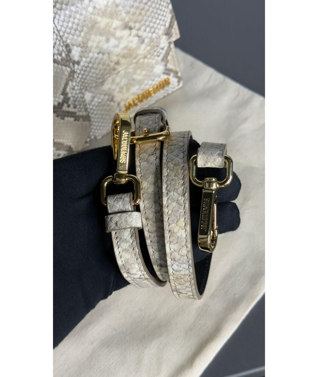 JACQUEMUS Бежевая кожаная сумка через плечо, фото 6