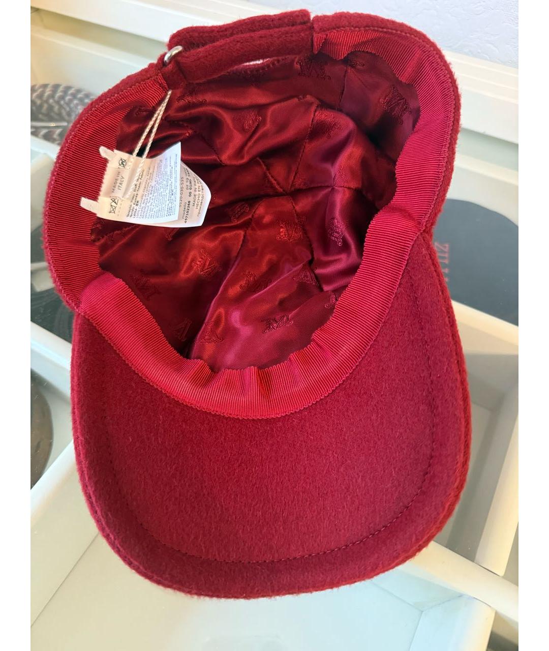 MAX MARA Бордовая шерстяная кепка, фото 2