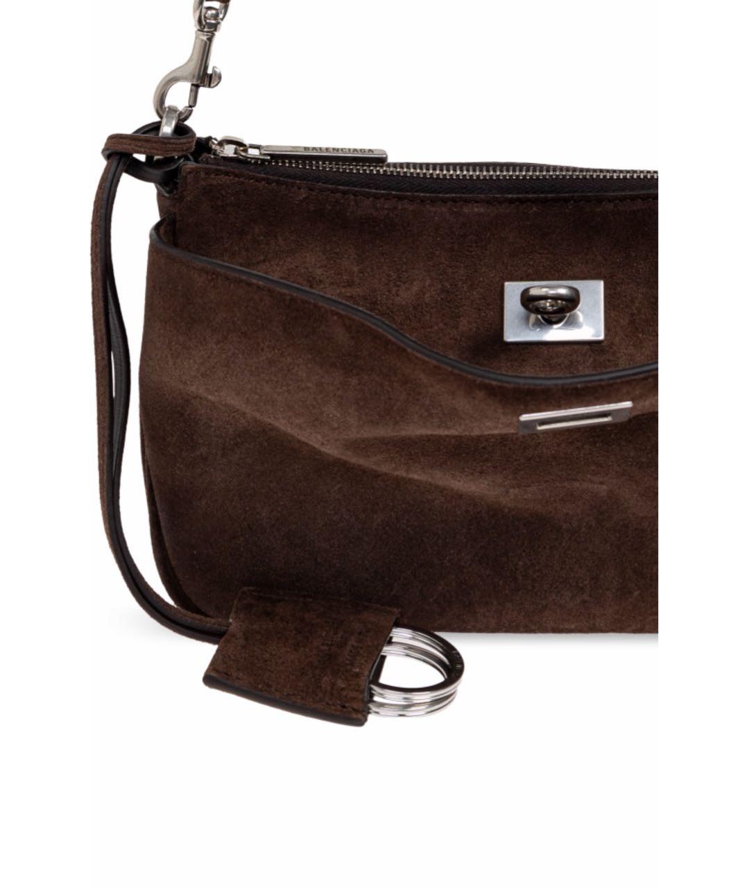 BALENCIAGA Коричневая замшевая сумка тоут, фото 4