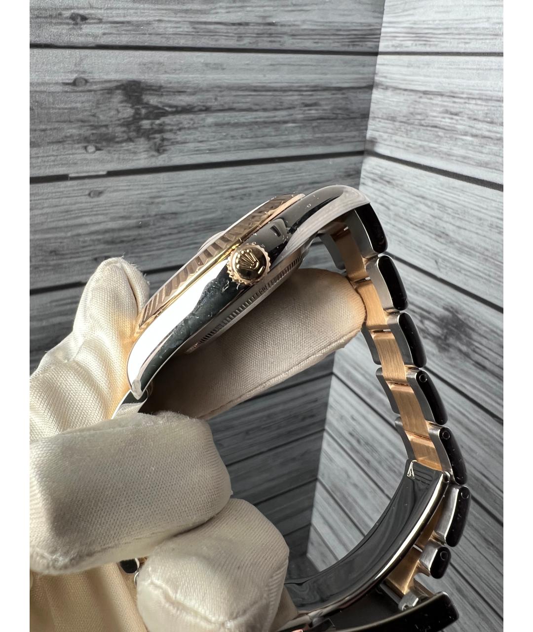 ROLEX Черные часы из желтого золота, фото 5