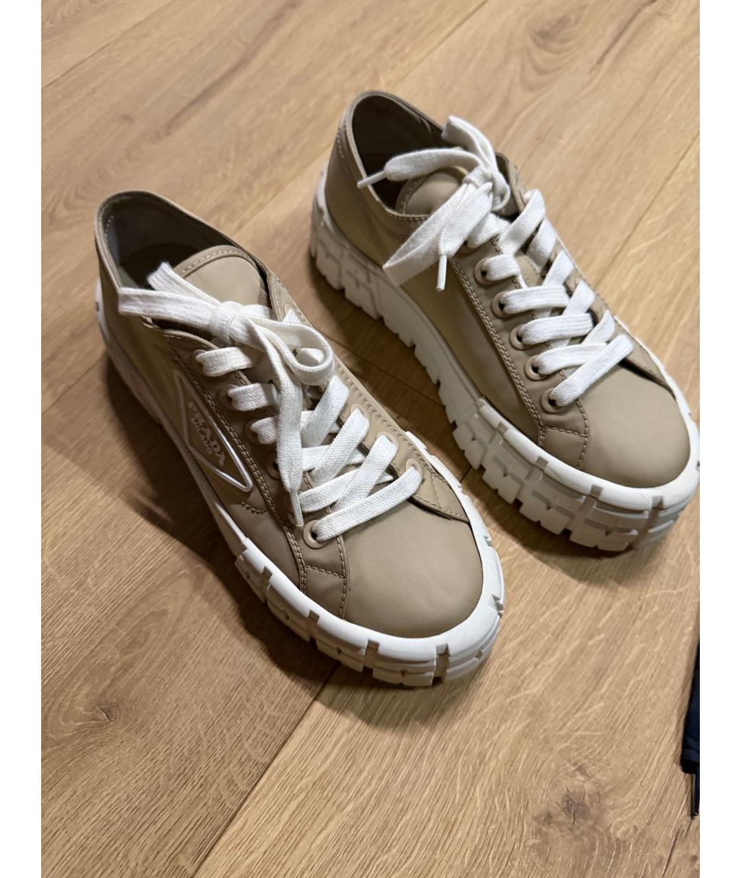 PRADA Бежевые кеды, фото 4