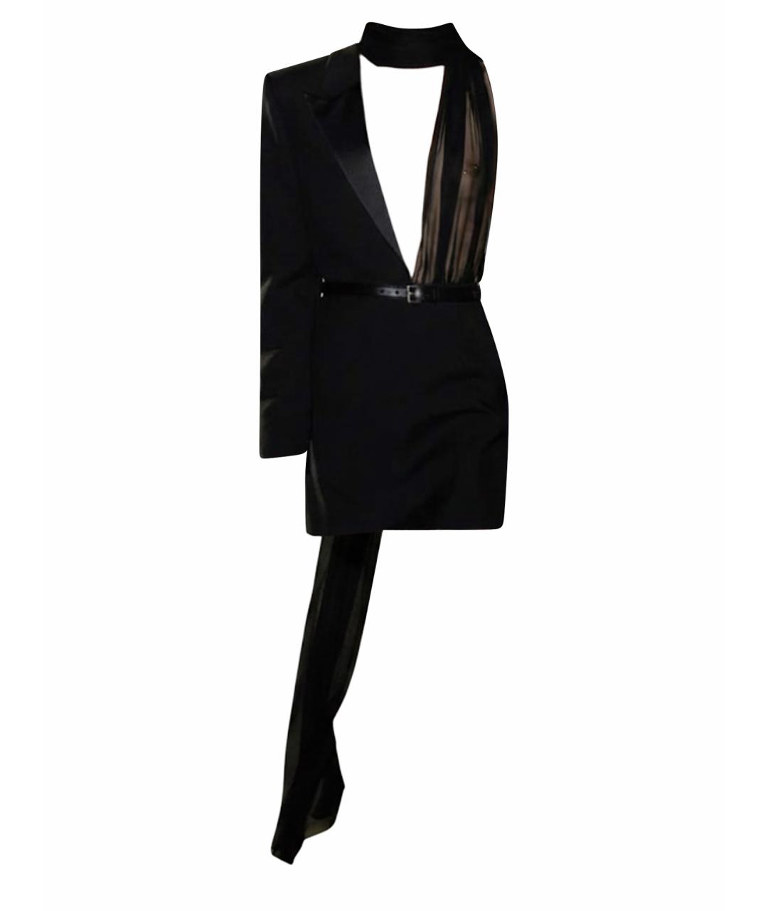 SAINT LAURENT Черное шерстяное вечернее платье, фото 1