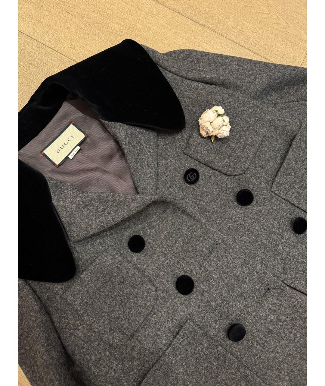 GUCCI Серое шерстяное пальто, фото 5