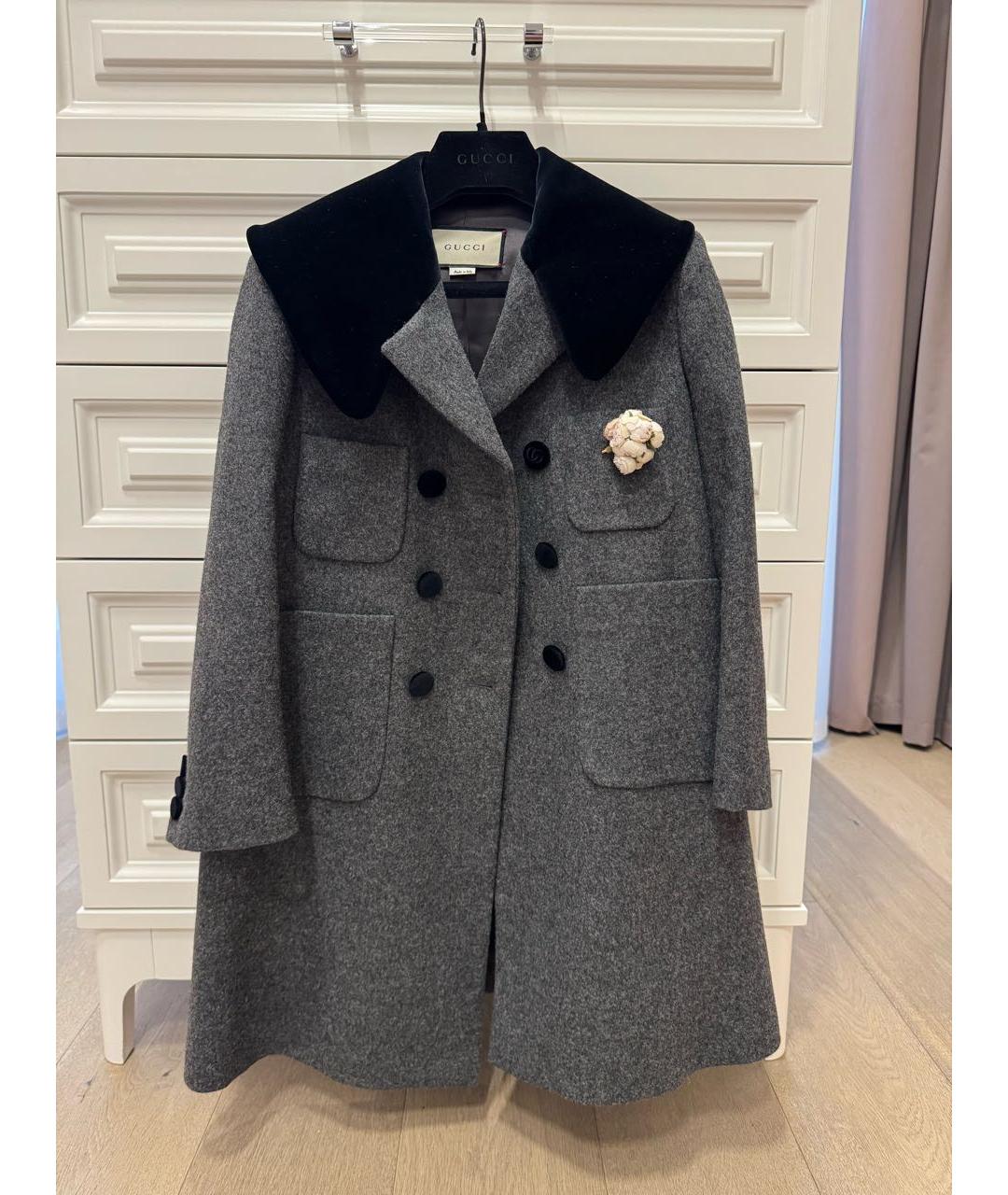 GUCCI Серое шерстяное пальто, фото 7