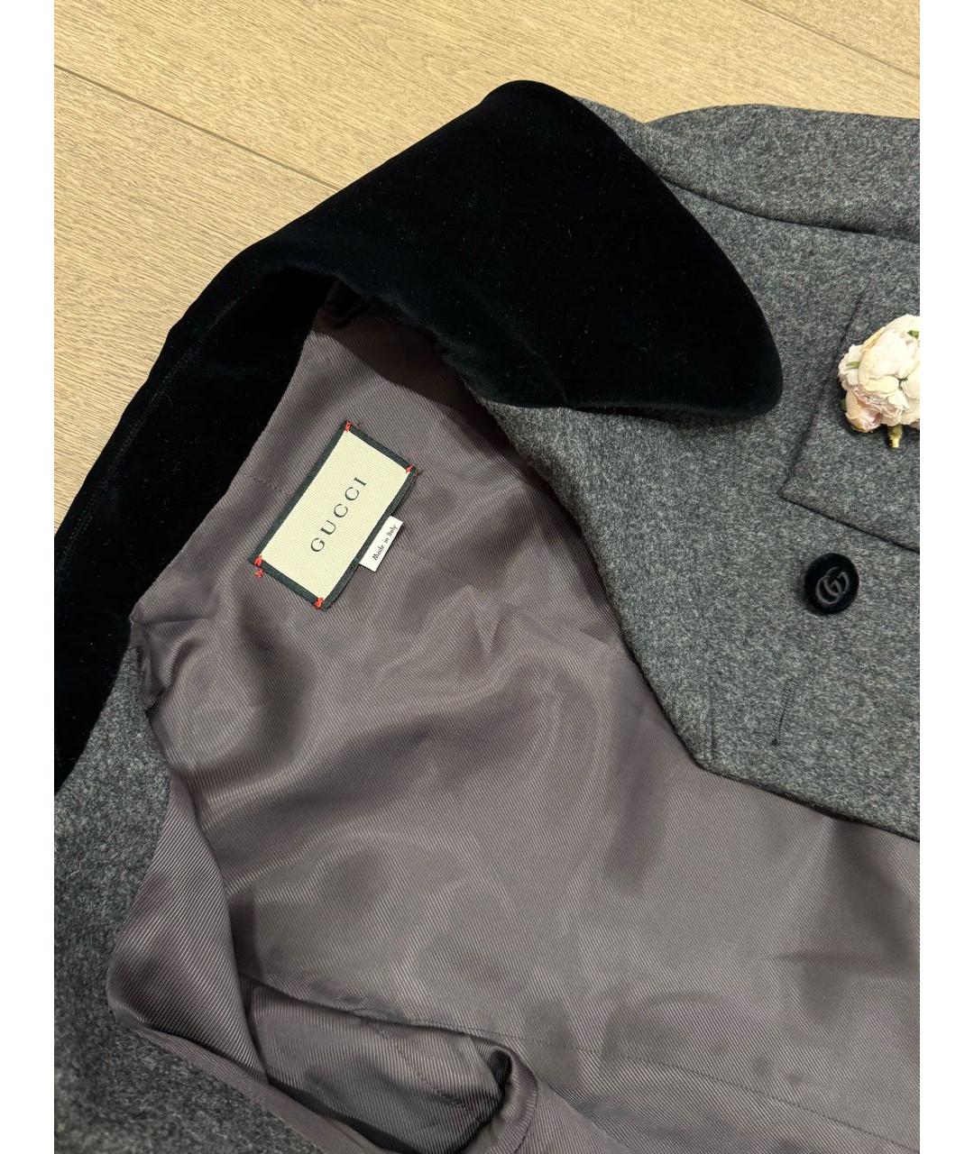 GUCCI Серое шерстяное пальто, фото 3