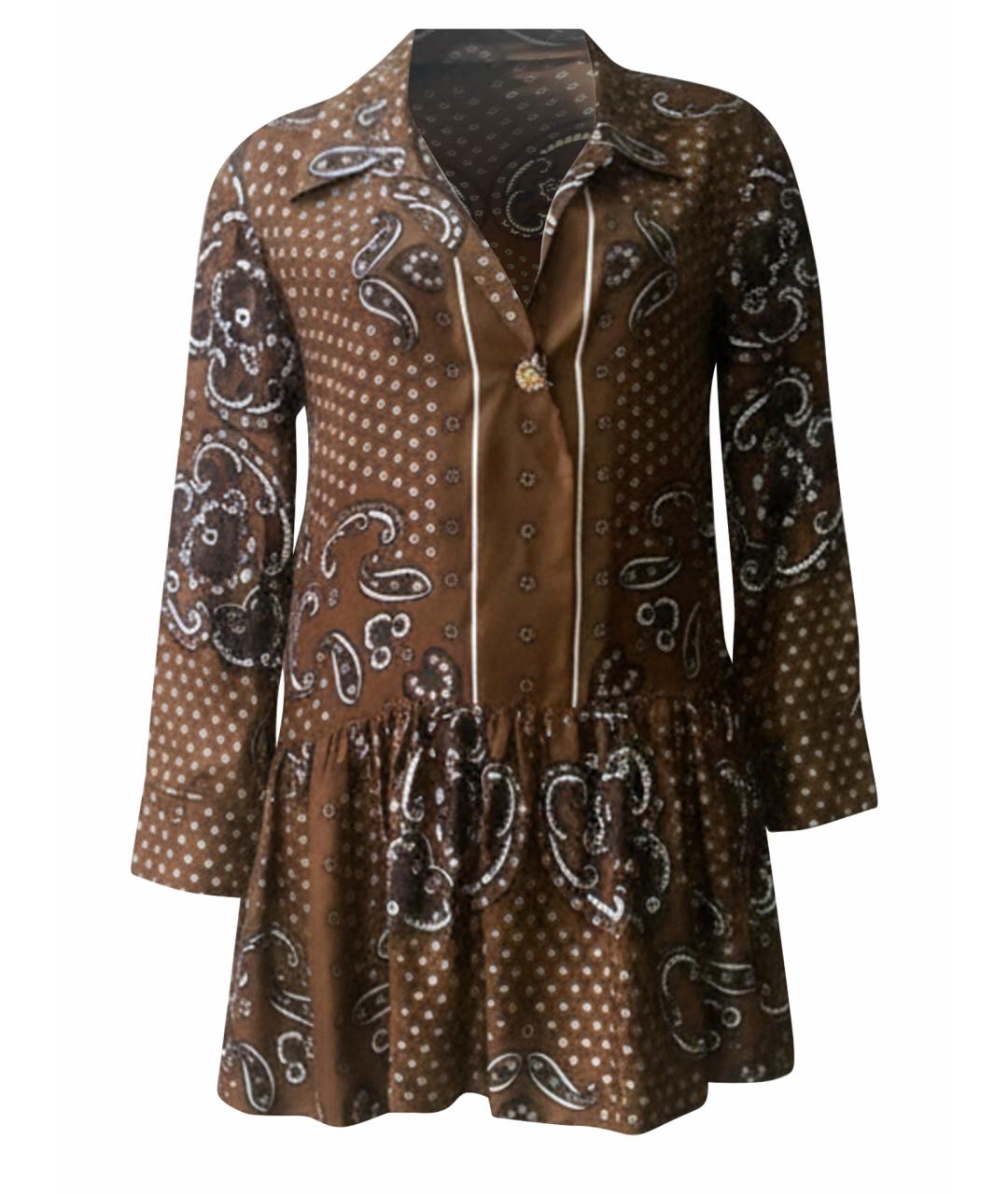 SANDRO Коричневое шелковое платье, фото 1