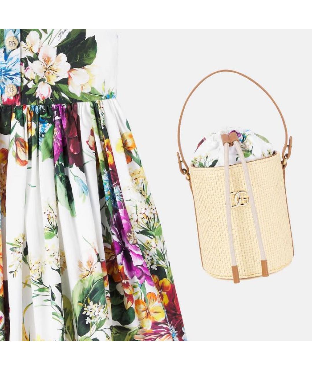 DOLCE&GABBANA Бежевая пелетеная сумка с короткими ручками, фото 4