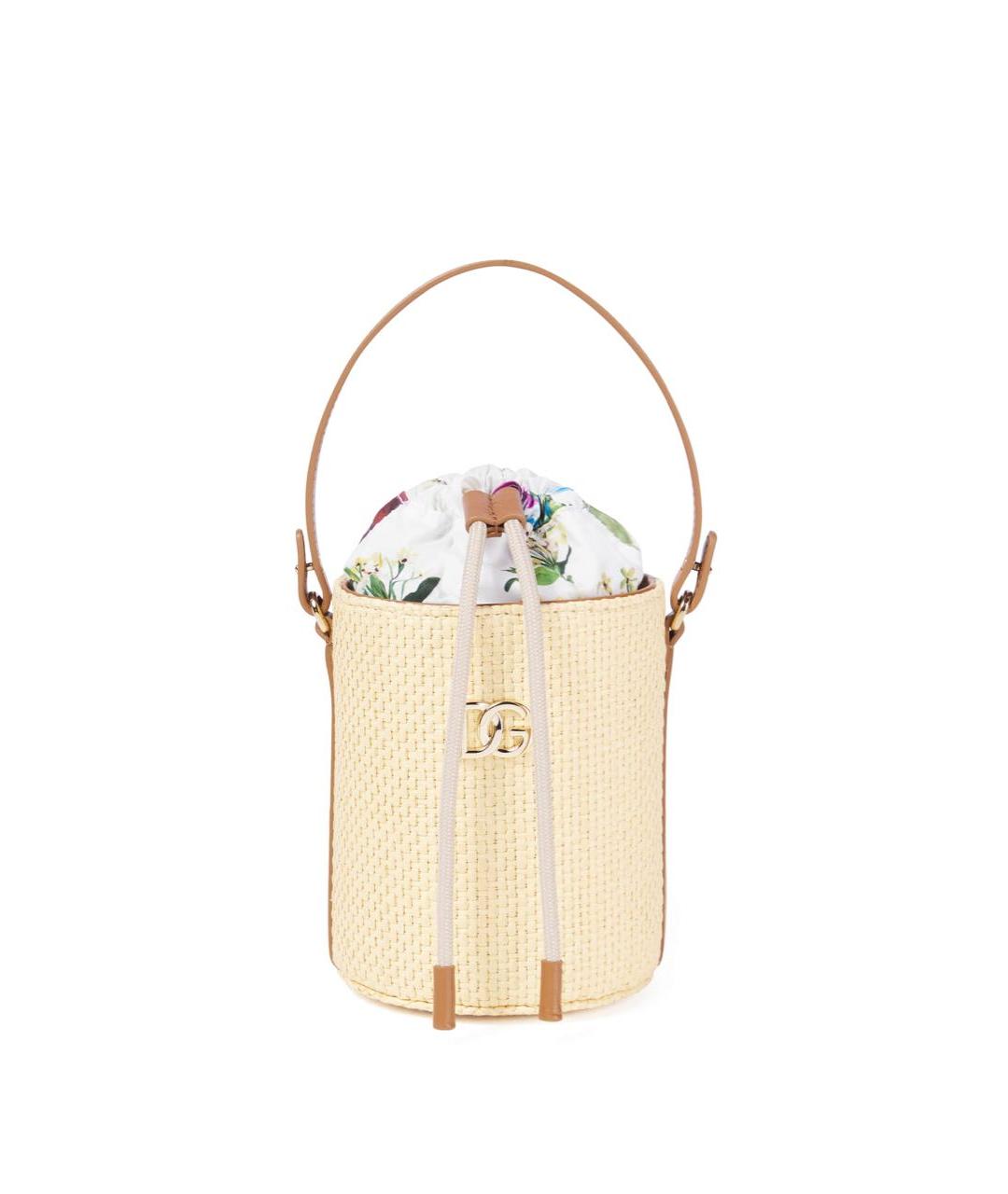 DOLCE&GABBANA Бежевая пелетеная сумка с короткими ручками, фото 1