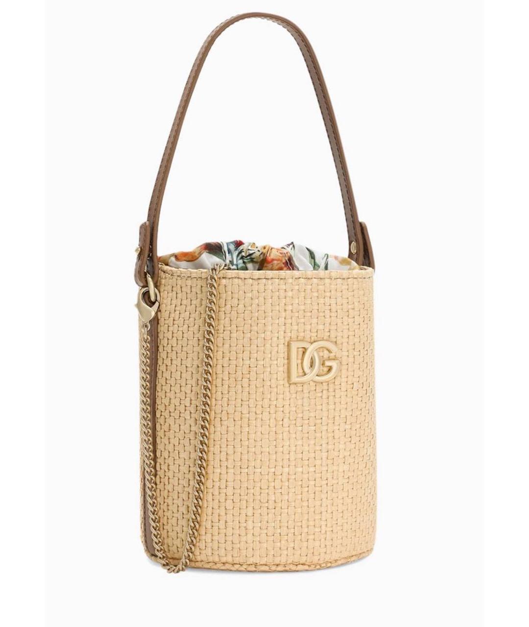 DOLCE&GABBANA Бежевая пелетеная сумка с короткими ручками, фото 6