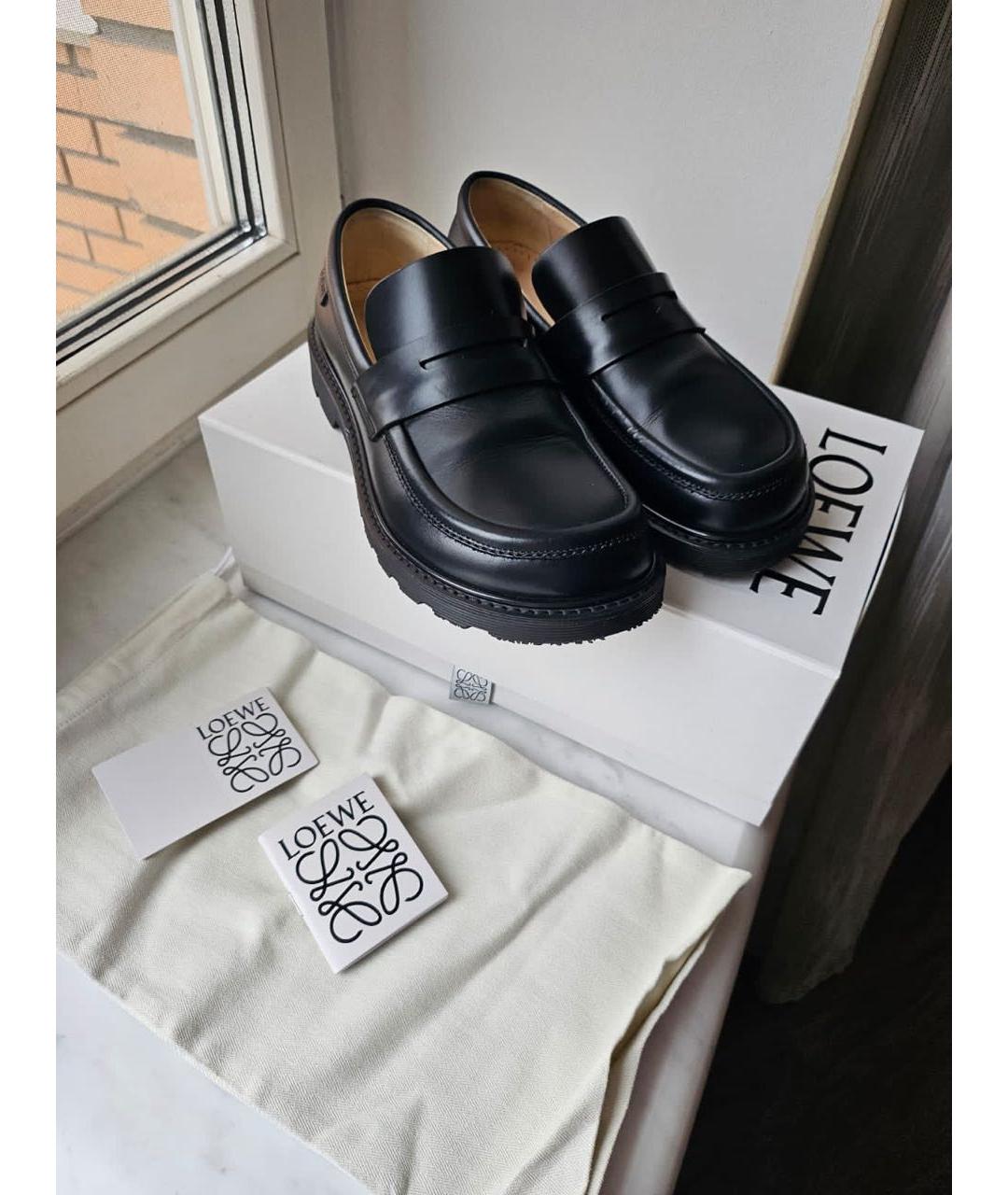 LOEWE Черные кожаные лоферы, фото 3