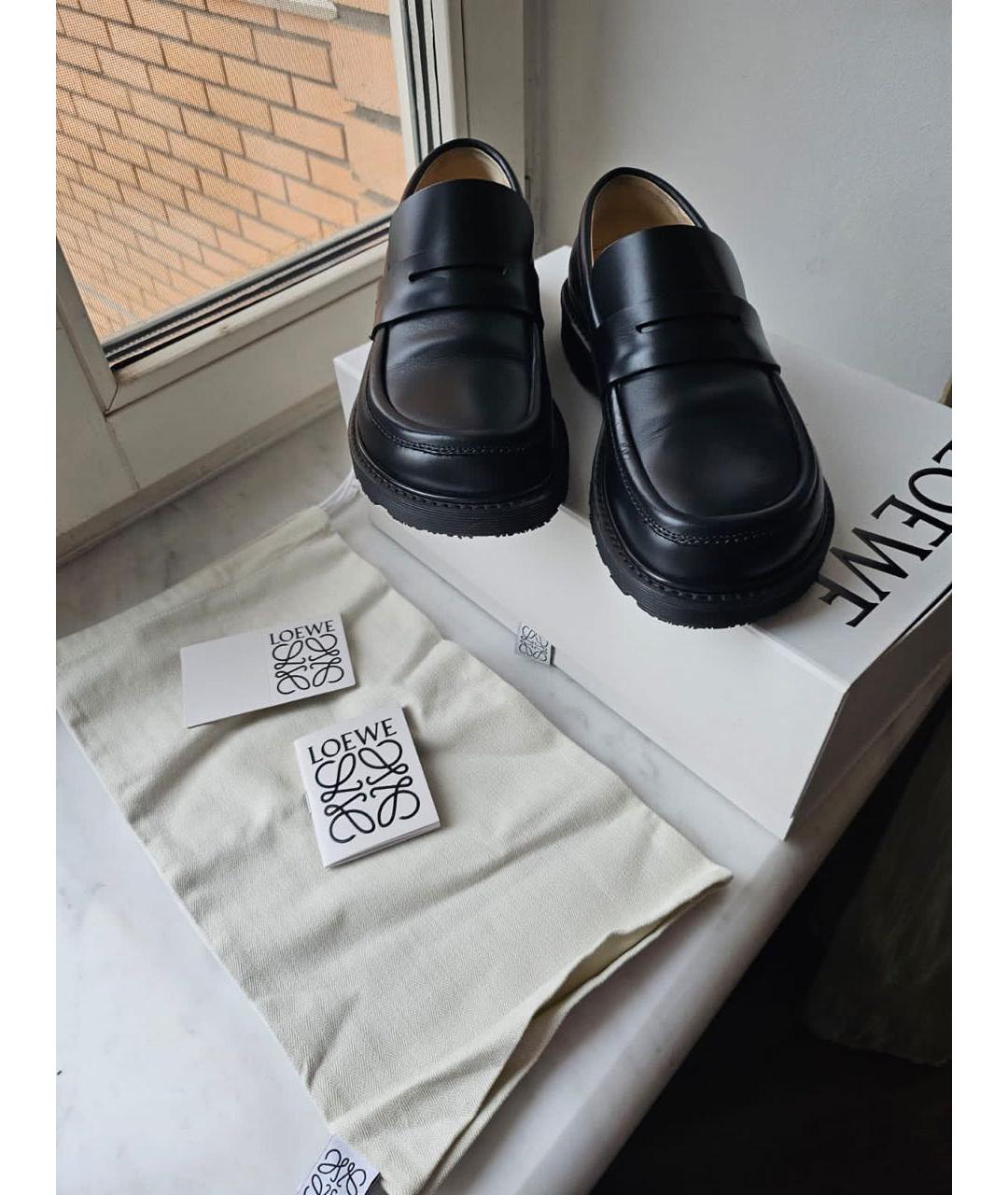 LOEWE Черные кожаные лоферы, фото 7