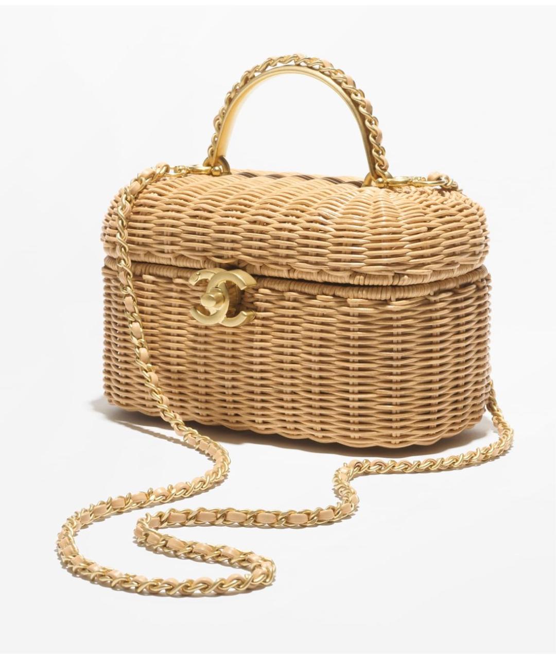 CHANEL Бежевая пелетеная сумка с короткими ручками, фото 3