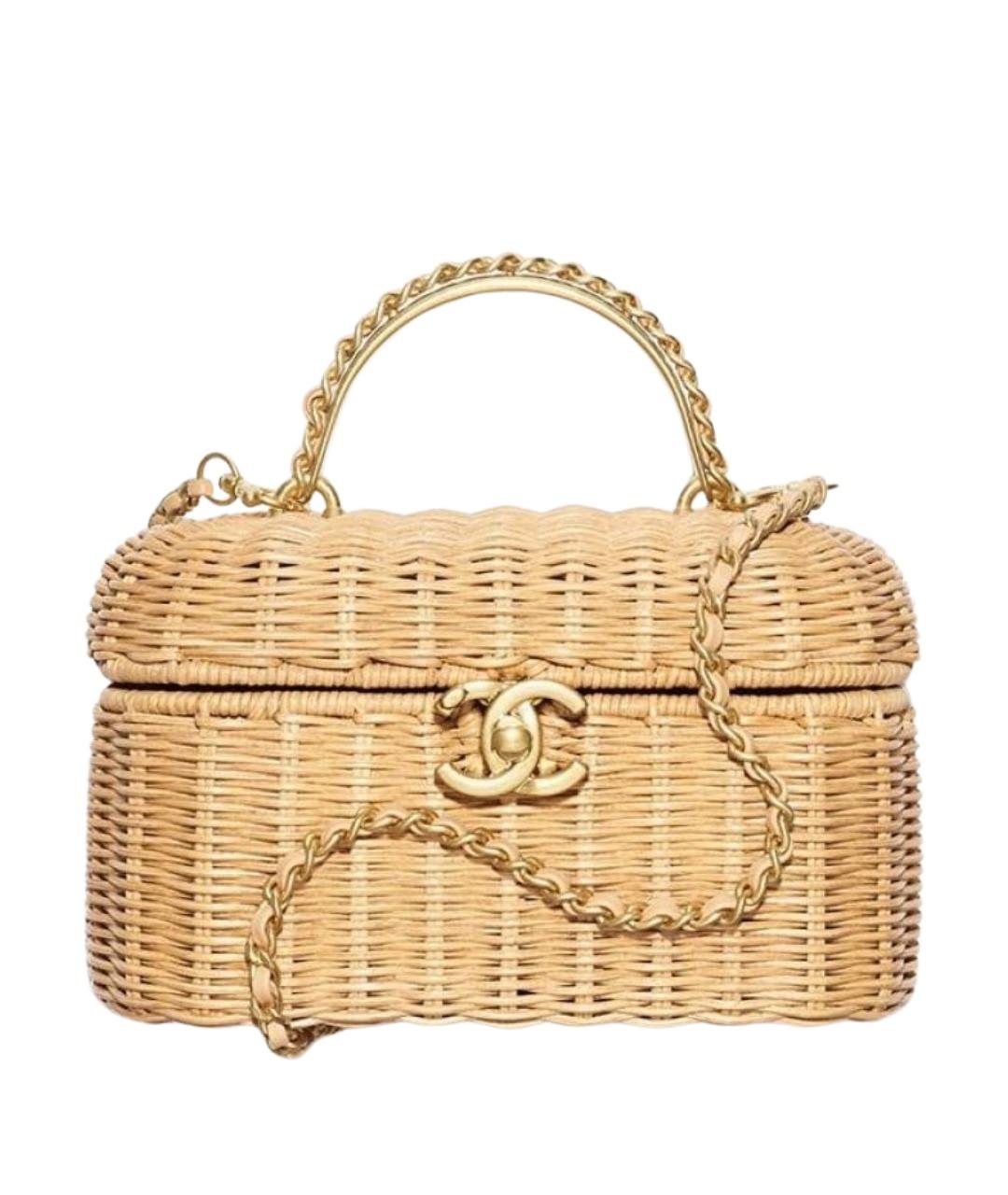 CHANEL Бежевая пелетеная сумка с короткими ручками, фото 1