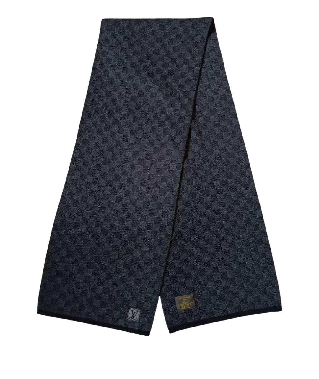 LOUIS VUITTON Антрацитовый шерстяной шарф, фото 1