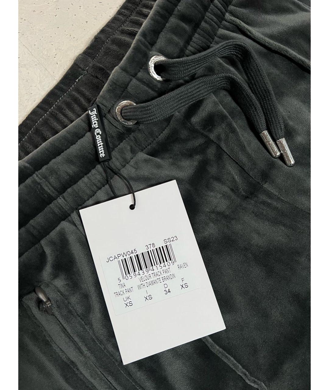 JUICY COUTURE Антрацитовые велюровые спортивные брюки и шорты, фото 8