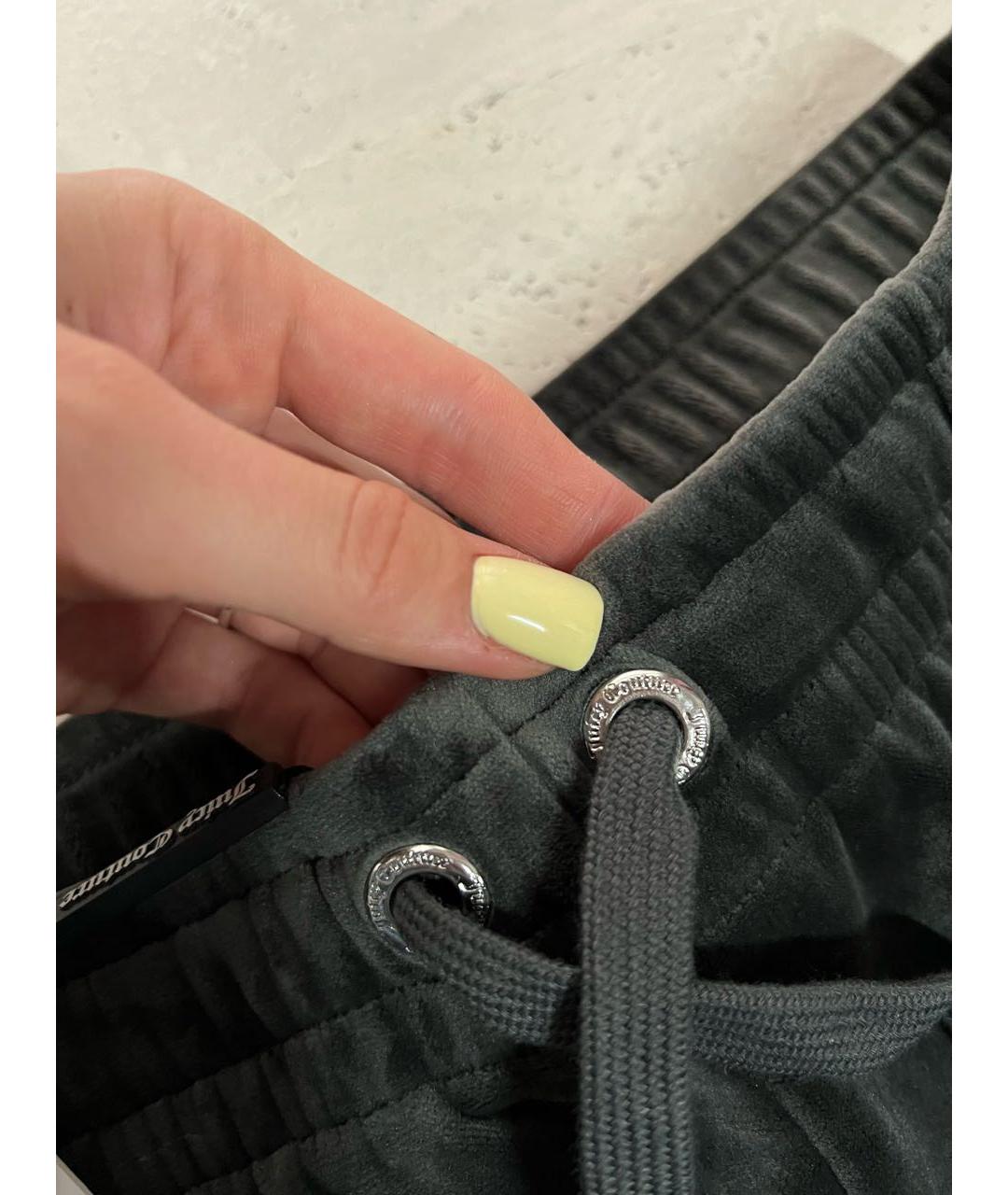 JUICY COUTURE Антрацитовые велюровые спортивные брюки и шорты, фото 5