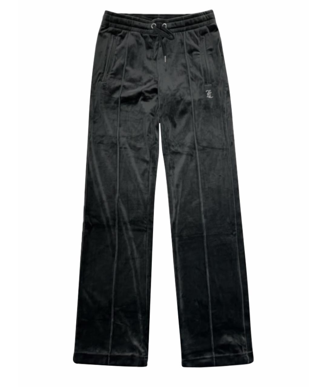 JUICY COUTURE Антрацитовые велюровые спортивные брюки и шорты, фото 1