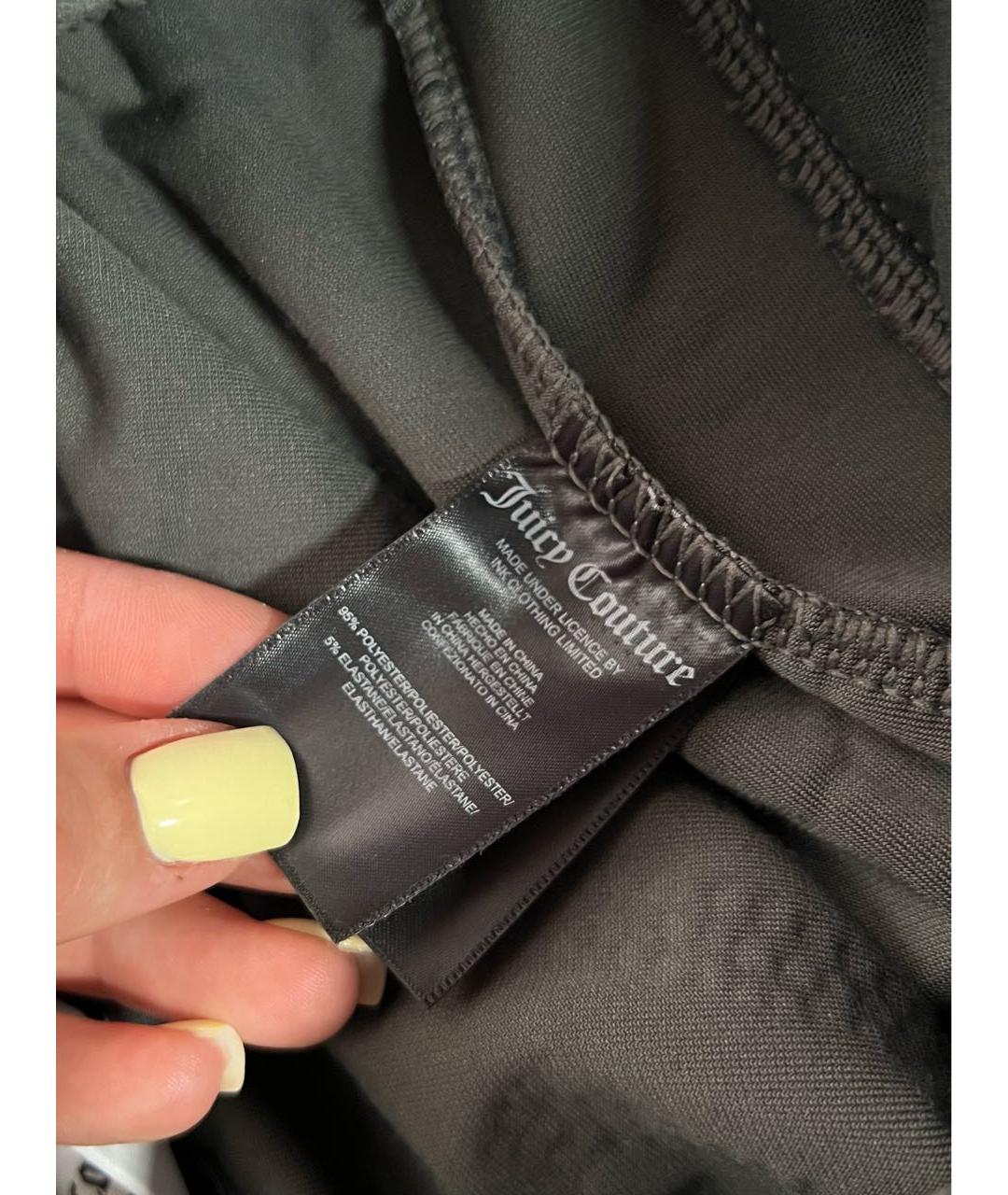 JUICY COUTURE Антрацитовые велюровые спортивные брюки и шорты, фото 6