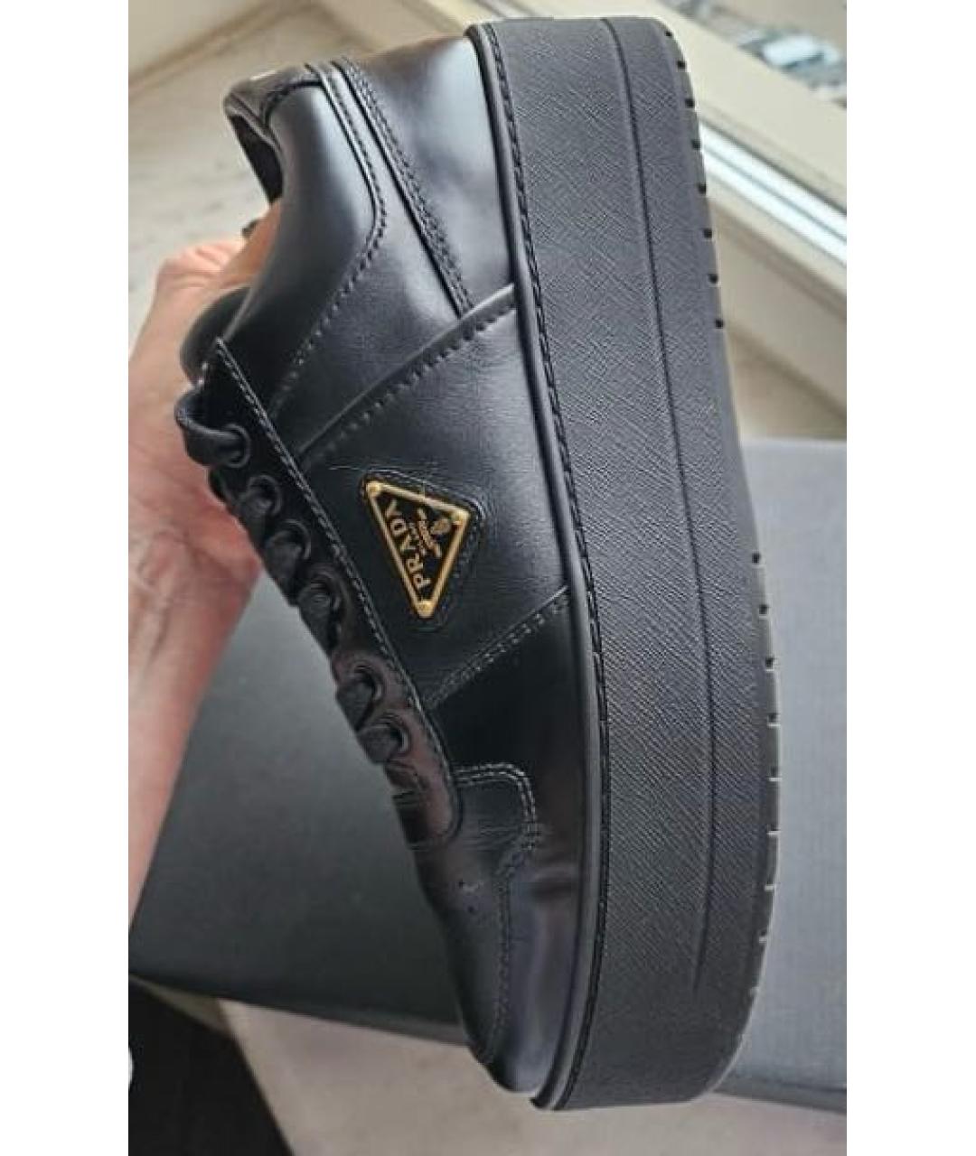 PRADA Черные кожаные кроссовки, фото 8