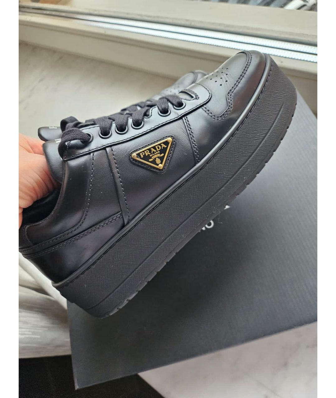 PRADA Черные кожаные кроссовки, фото 5