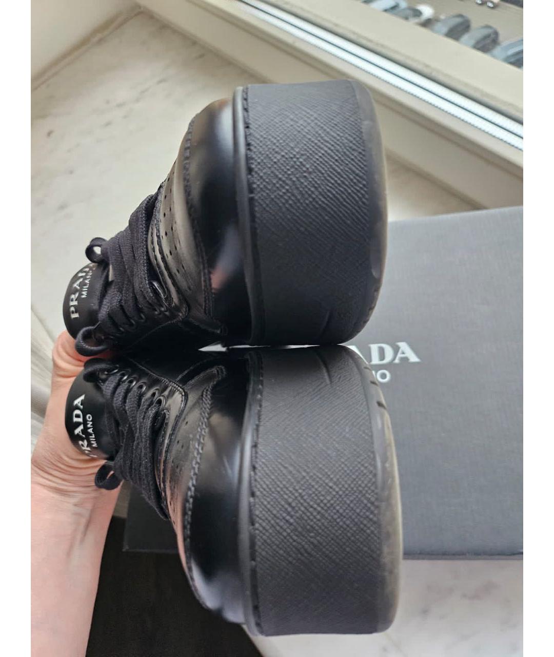 PRADA Черные кожаные кроссовки, фото 6