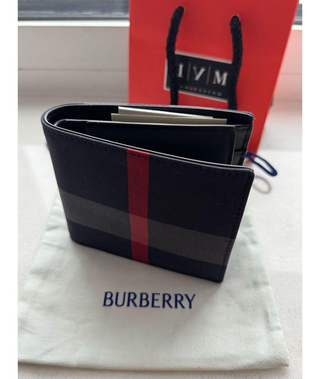 BURBERRY Темно-синий кожаный кошелек, фото 5