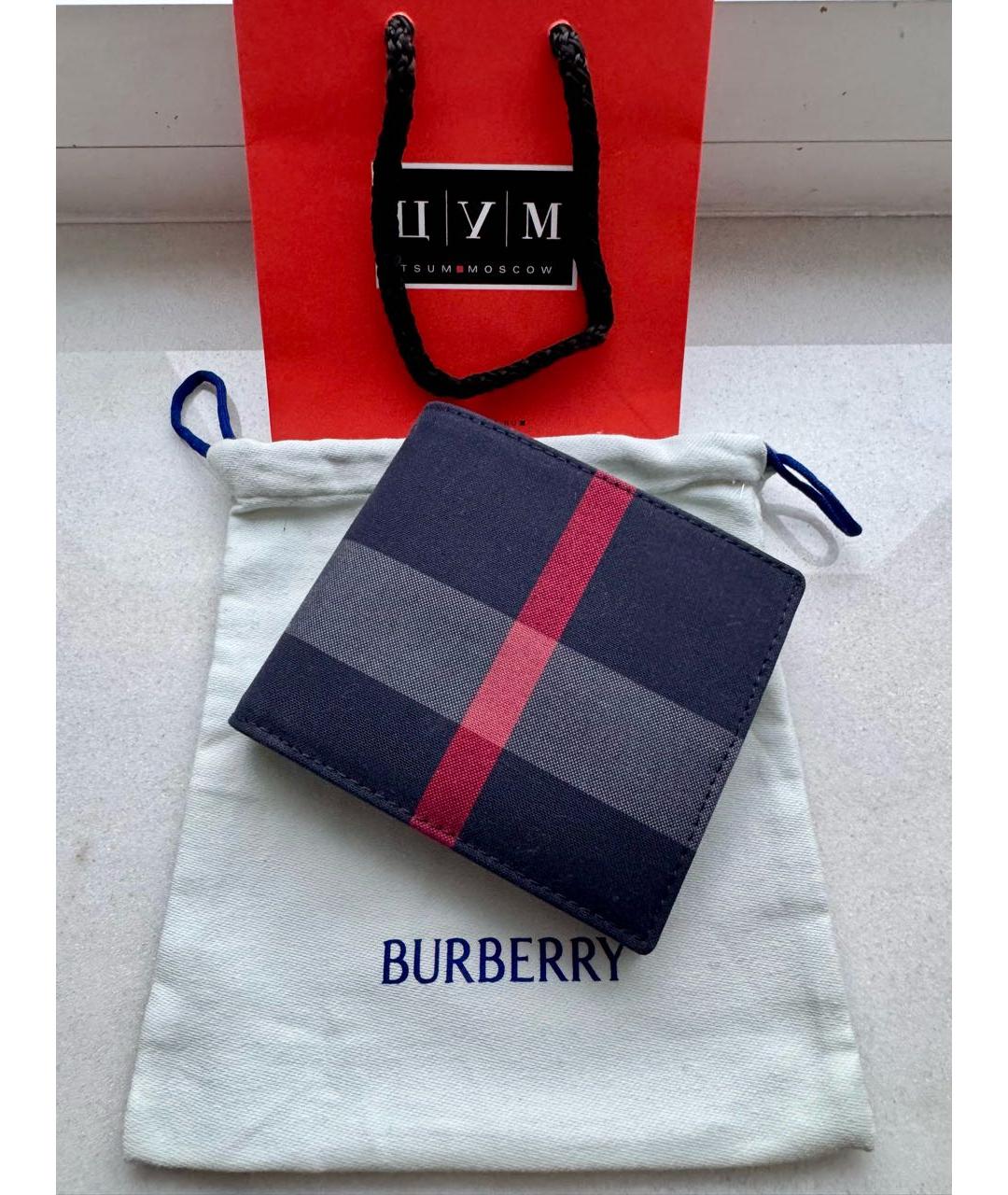 BURBERRY Темно-синий кожаный кошелек, фото 9