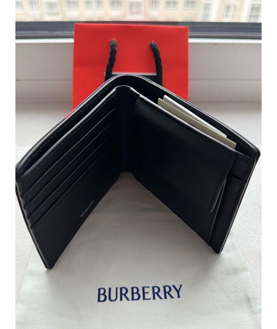 BURBERRY Темно-синий кожаный кошелек, фото 3