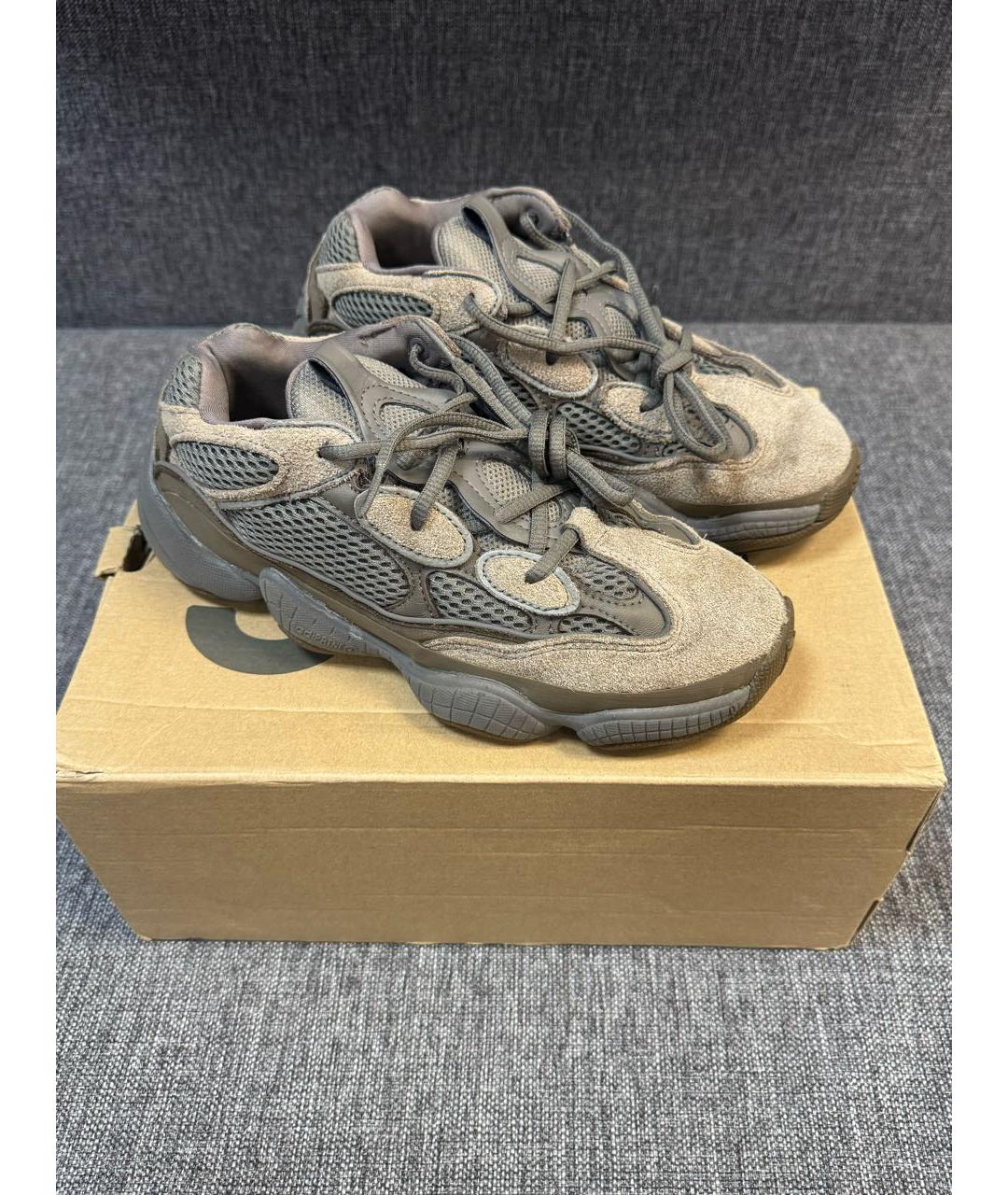 ADIDAS YEEZY Коричневые замшевые низкие кроссовки / кеды, фото 2