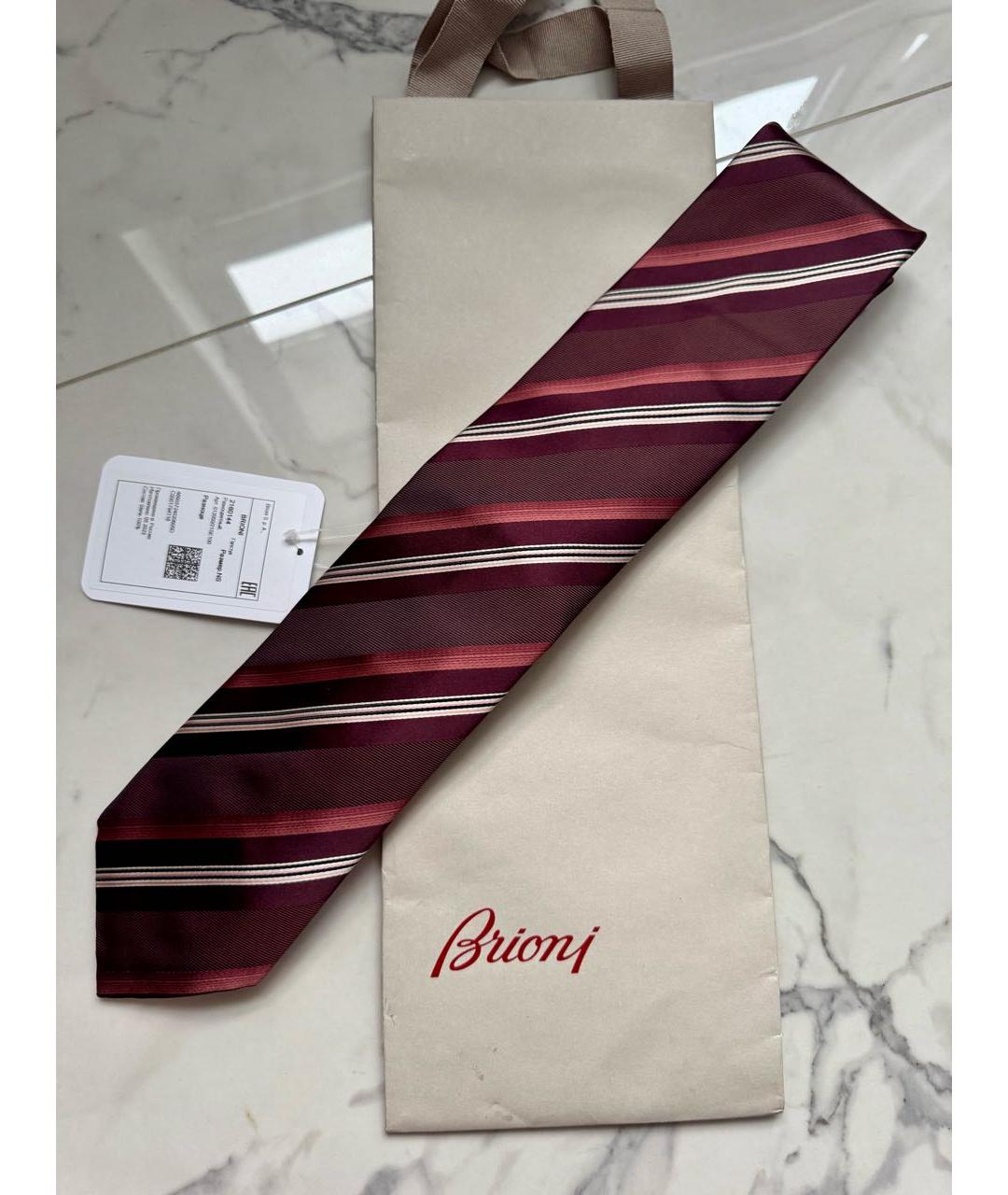 BRIONI Бордовый шелковый галстук, фото 4