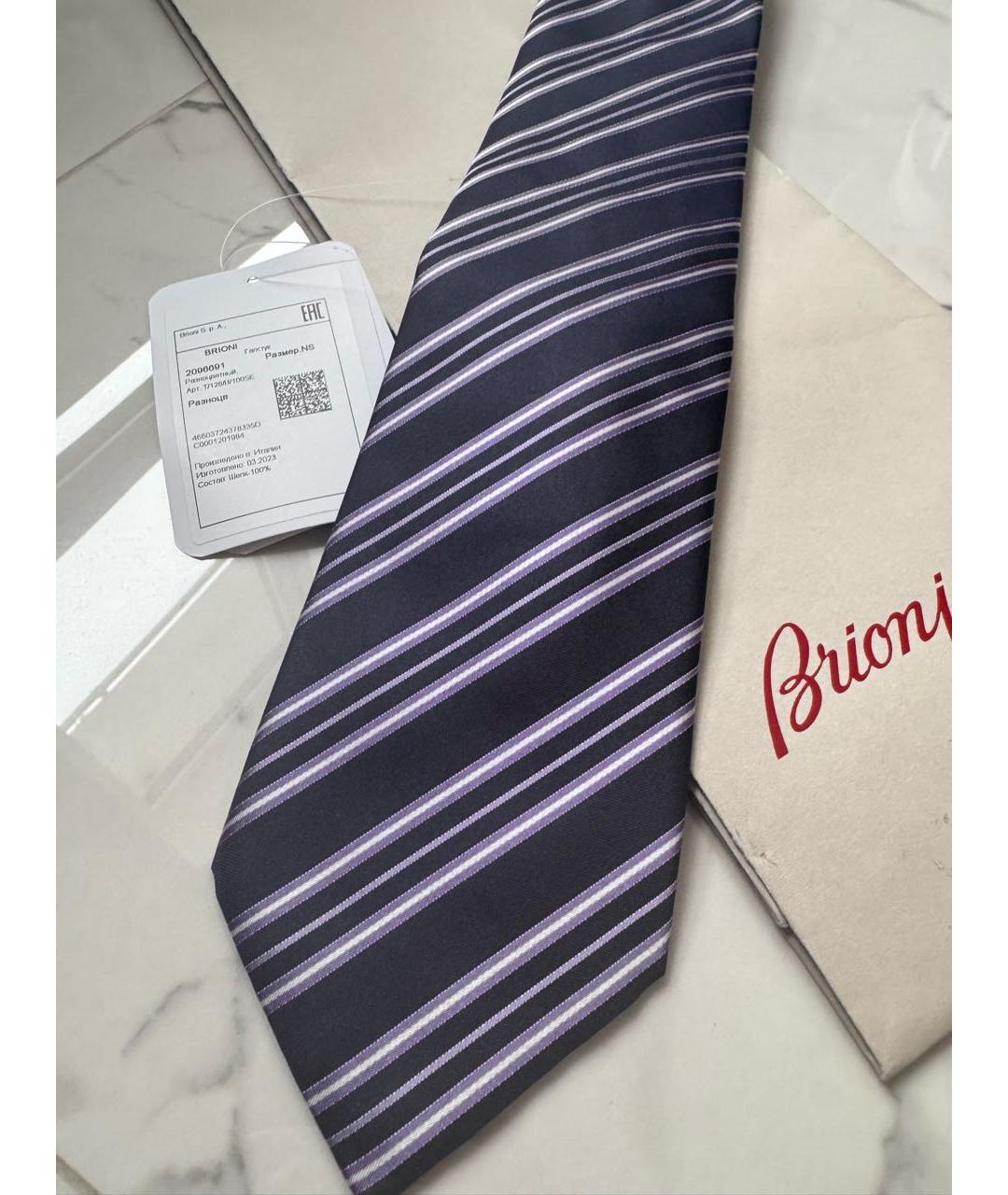 BRIONI Темно-синий шелковый галстук, фото 2