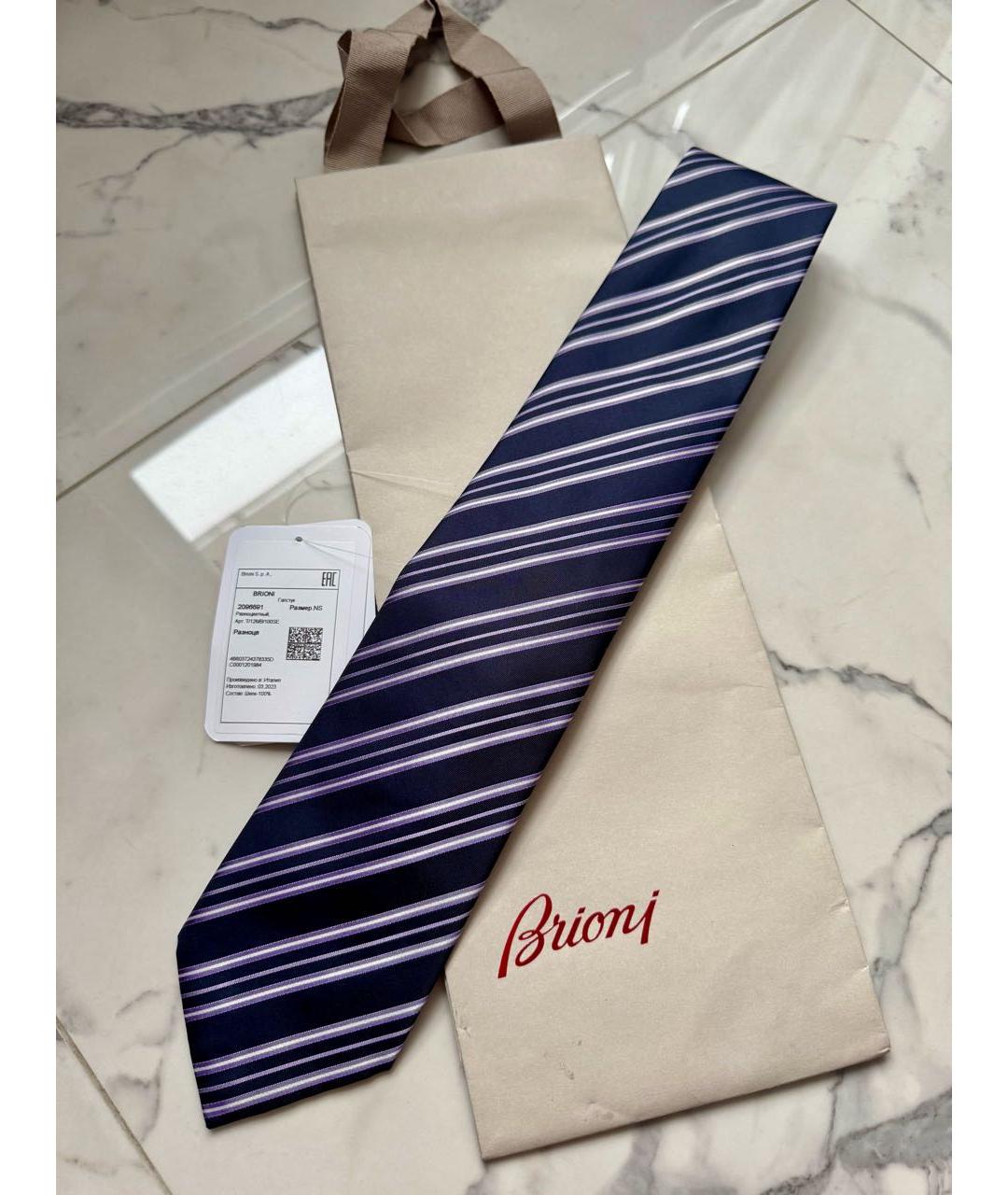 BRIONI Темно-синий шелковый галстук, фото 6