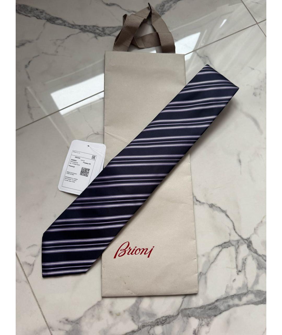 BRIONI Темно-синий шелковый галстук, фото 3