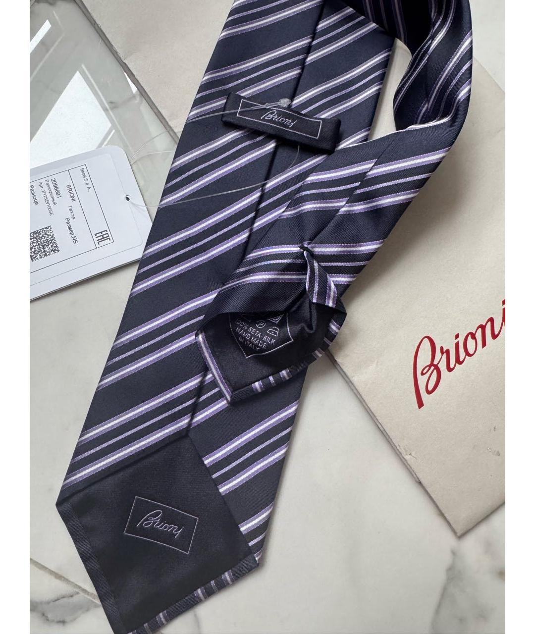 BRIONI Темно-синий шелковый галстук, фото 5