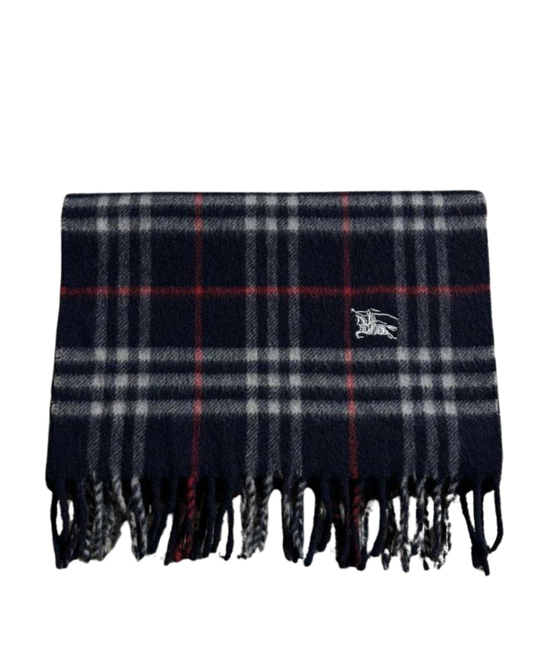 BURBERRY Темно-синий шерстяной шарф, фото 1