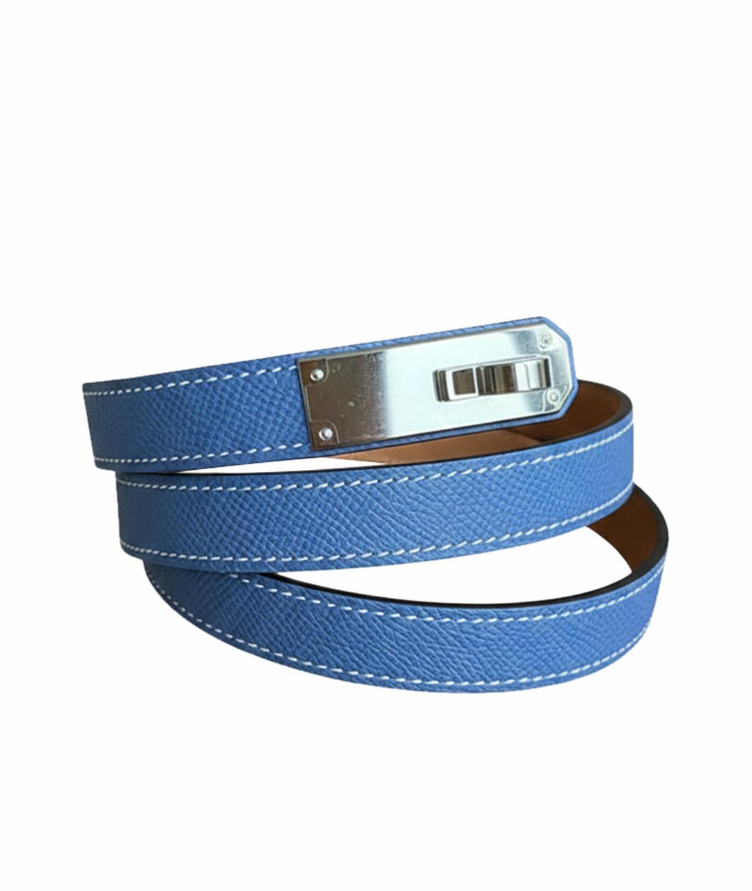 HERMES Синий кожаный ремень, фото 1