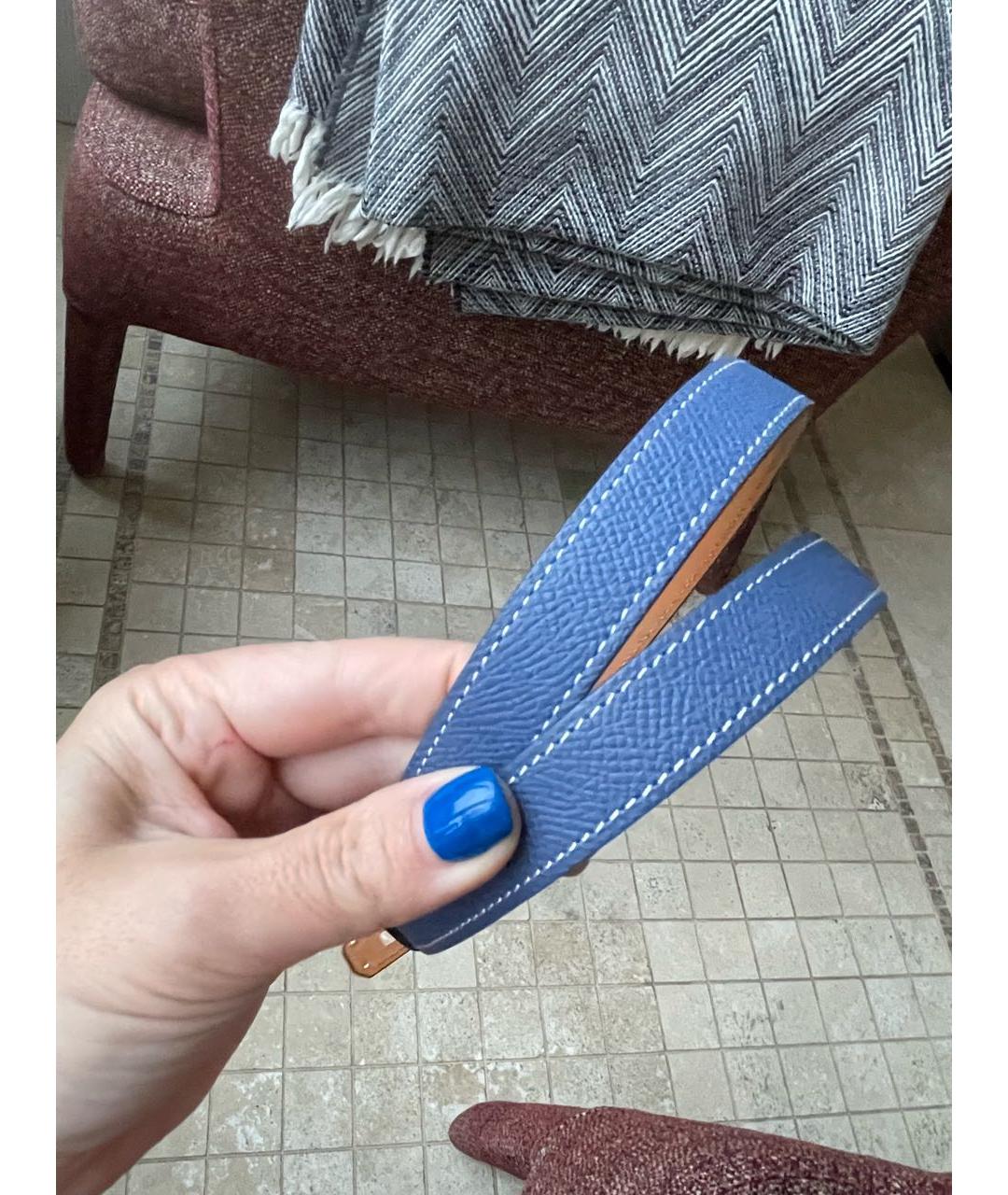 HERMES Синий кожаный ремень, фото 4