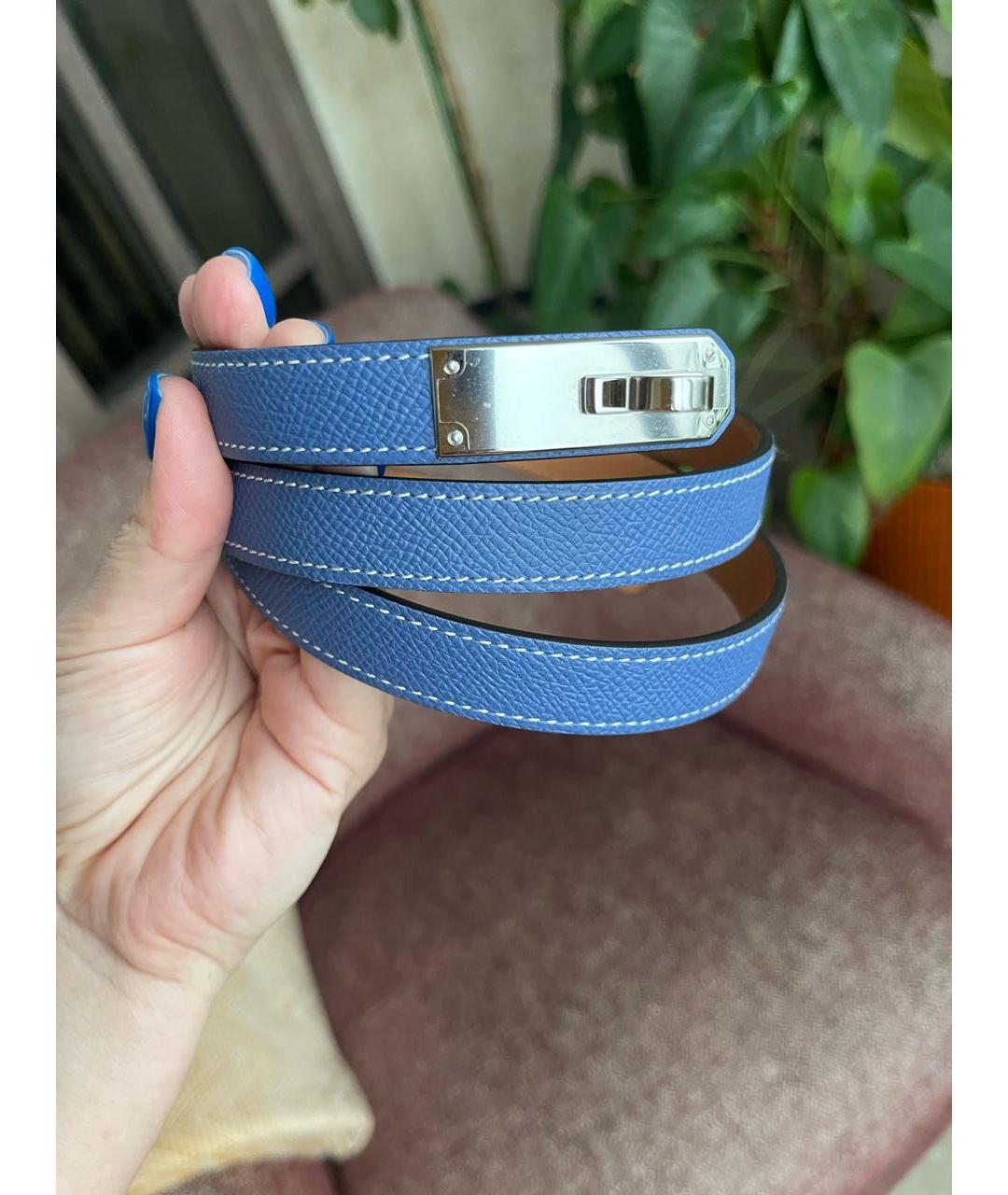 HERMES Синий кожаный ремень, фото 6