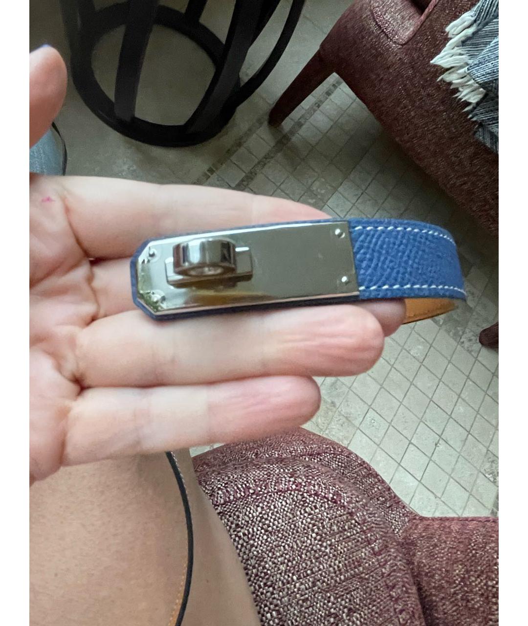 HERMES Синий кожаный ремень, фото 5