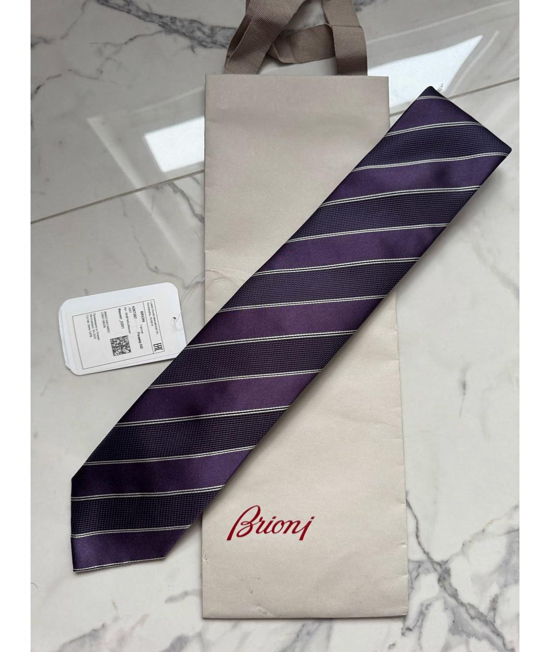 BRIONI Фиолетовый шелковый галстук, фото 4