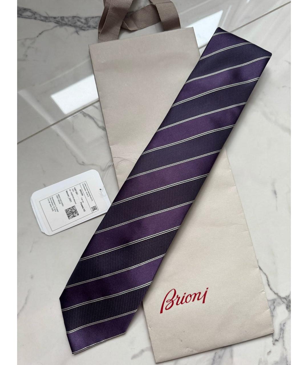 BRIONI Фиолетовый шелковый галстук, фото 6