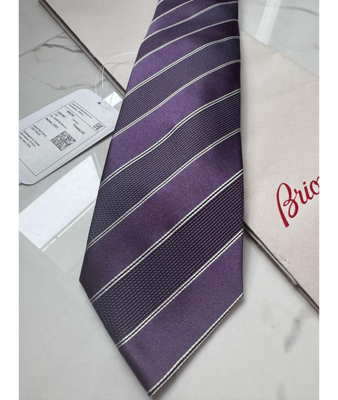 BRIONI Фиолетовый шелковый галстук, фото 2