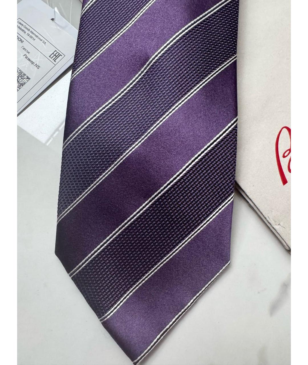 BRIONI Фиолетовый шелковый галстук, фото 5