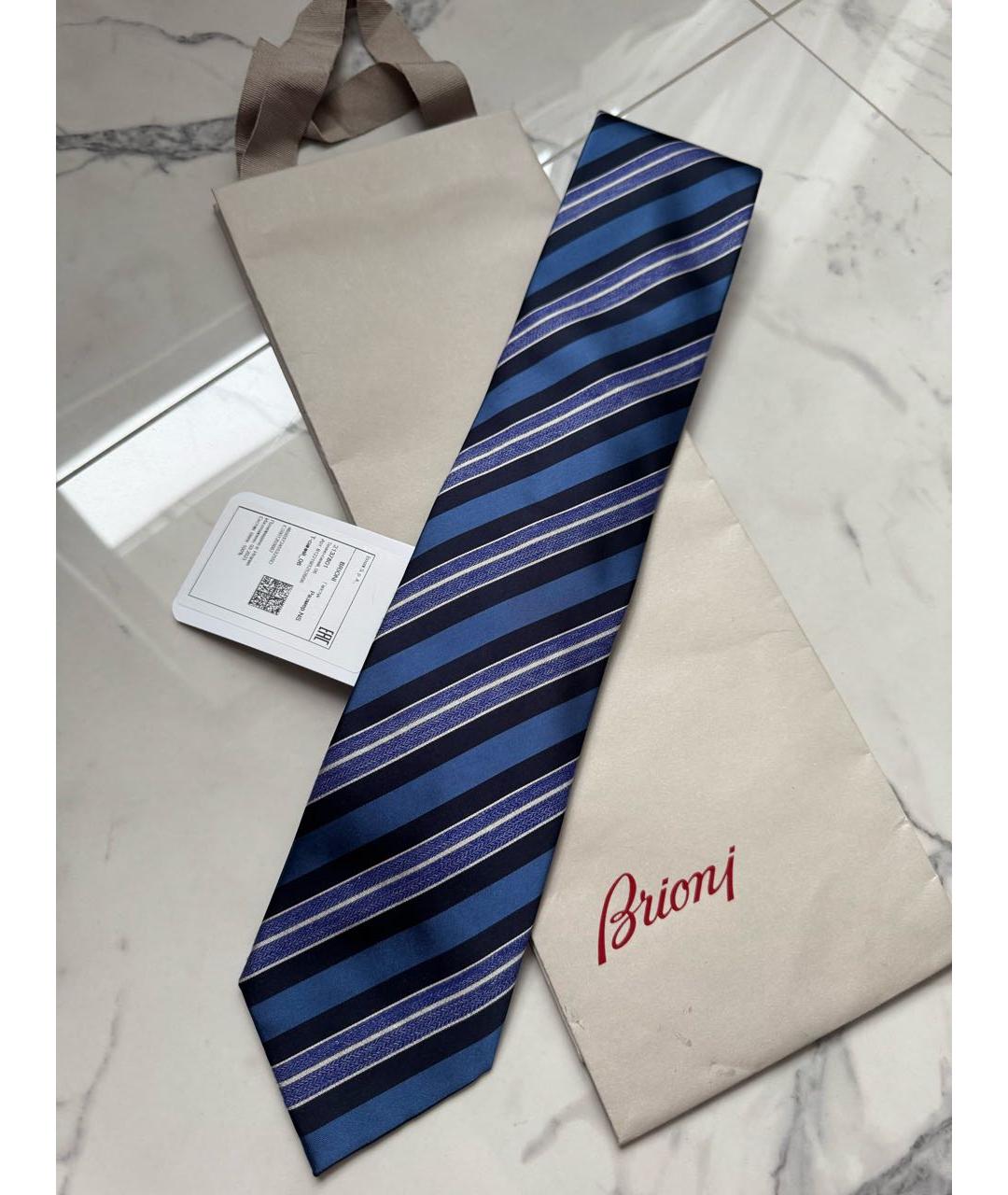 BRIONI Синий шелковый галстук, фото 6