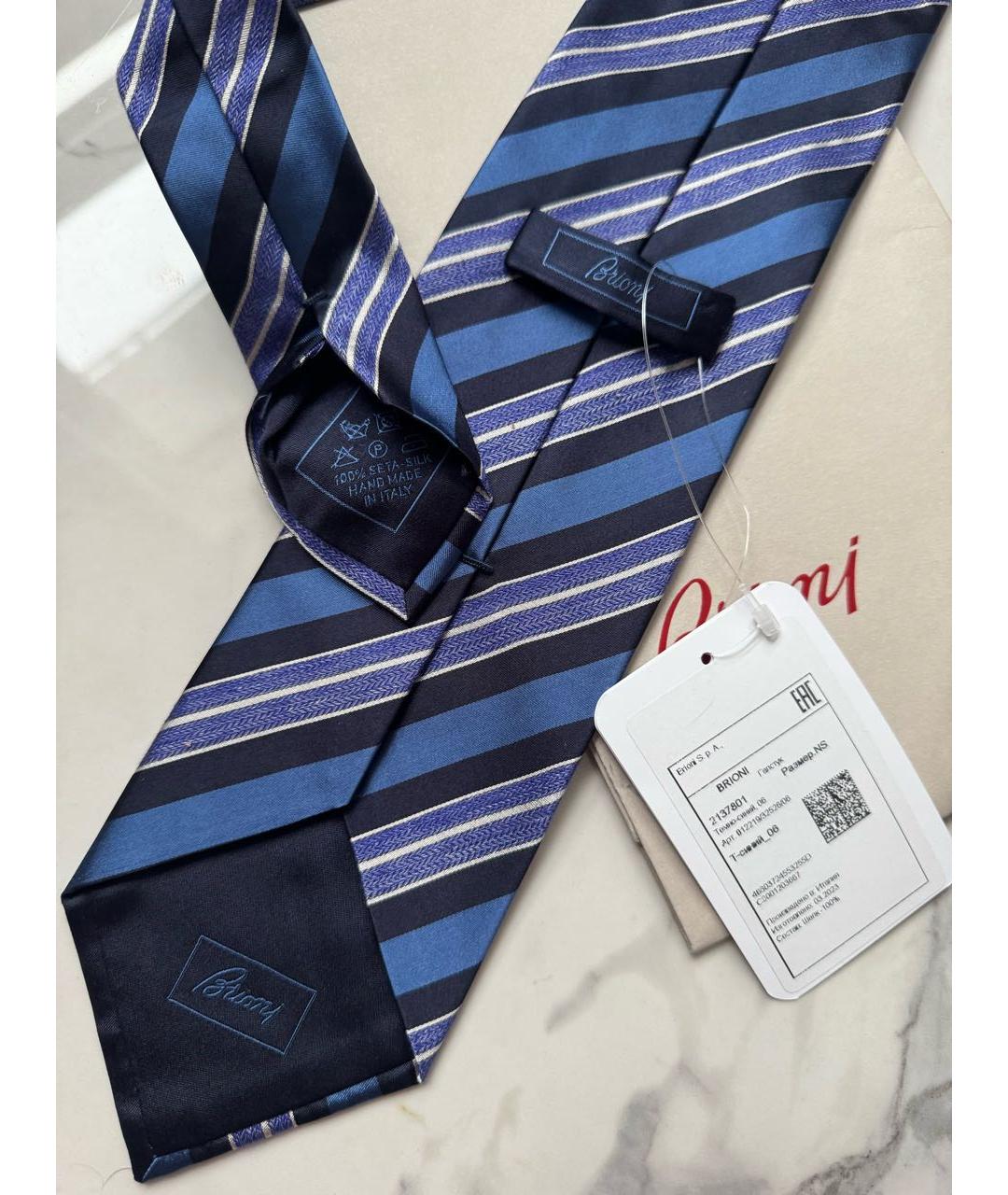 BRIONI Синий шелковый галстук, фото 4